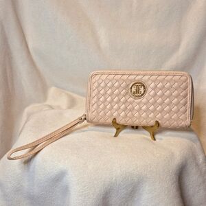 Woven Continental Zip Around Wallet Faux-Leather Light Pink By Expressions